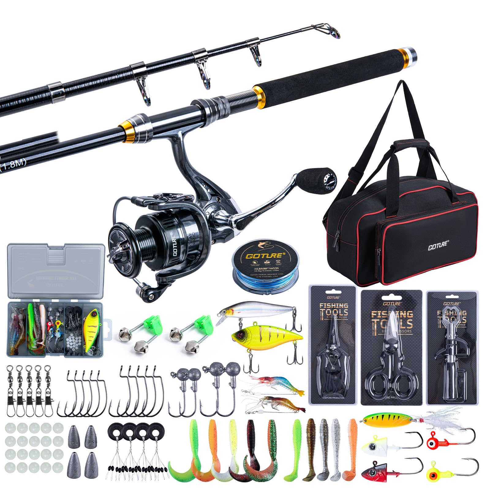 Fishing Rod Building Kit - Goture Fishing Telescopic Rod and Reel